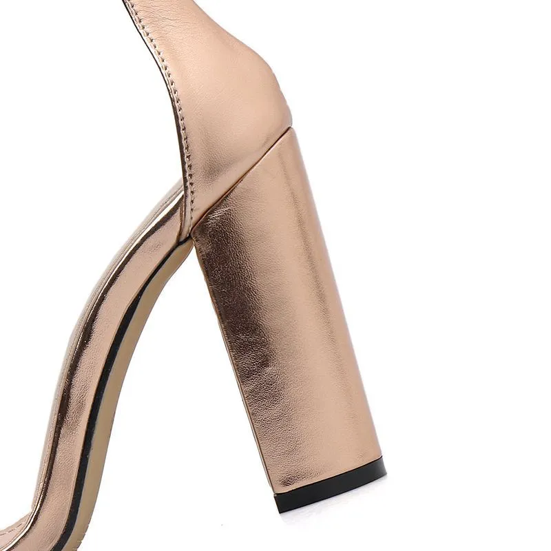 Women's Sandals Summer New Open Toe Word Sequins Thick Super High Heels