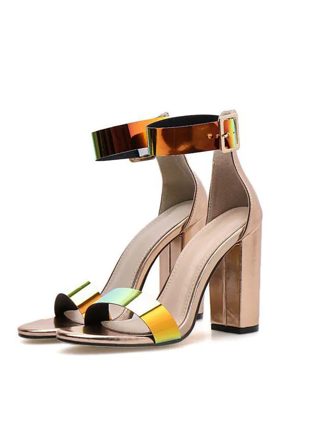 Women's Sandals Summer New Open Toe Word Sequins Thick Super High Heels