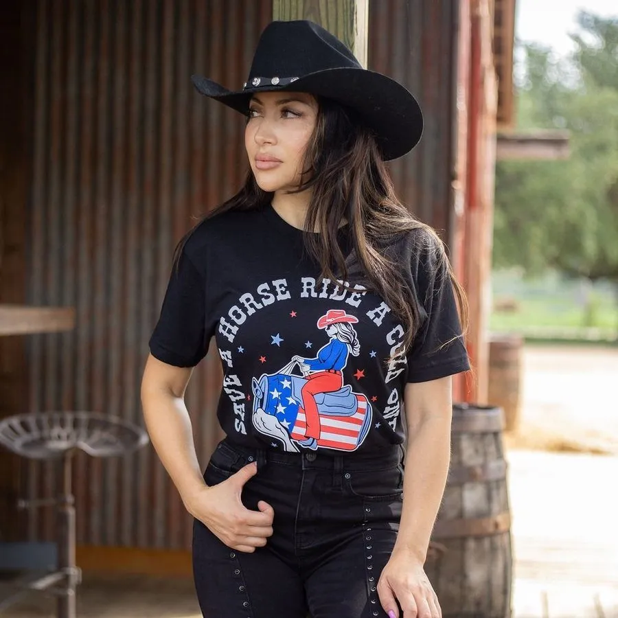 Women's Save a Horse Boyfriend Fit T-Shirt - Black
