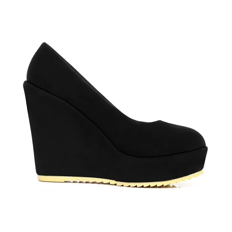Women's Suede Platform Wedges Heels Pumps