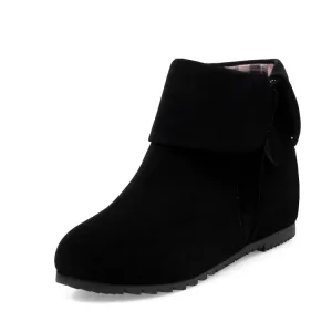 Women's Suede Wedges Heel Short Boots