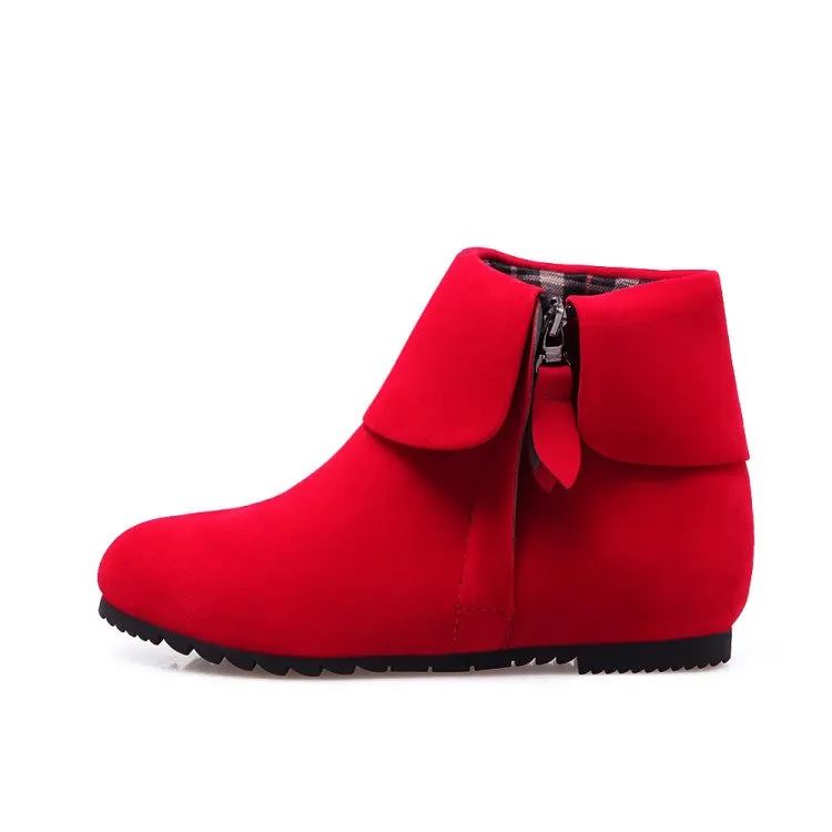 Women's Suede Wedges Heel Short Boots