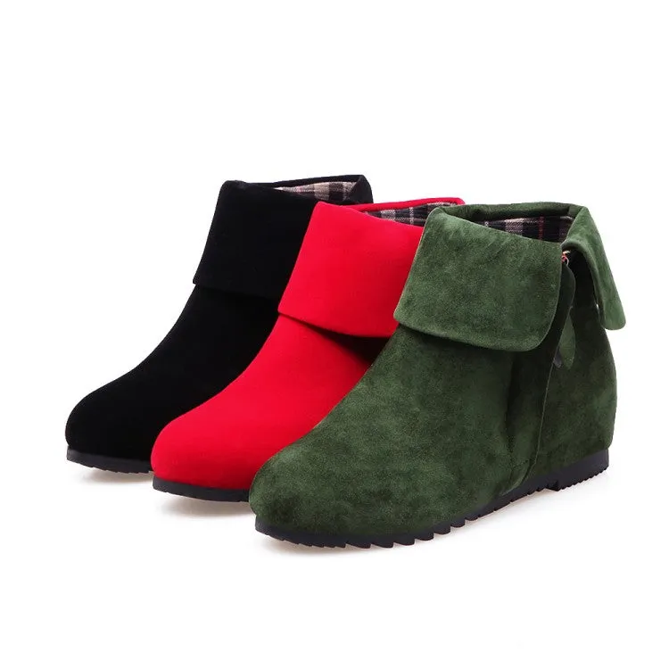 Women's Suede Wedges Heel Short Boots