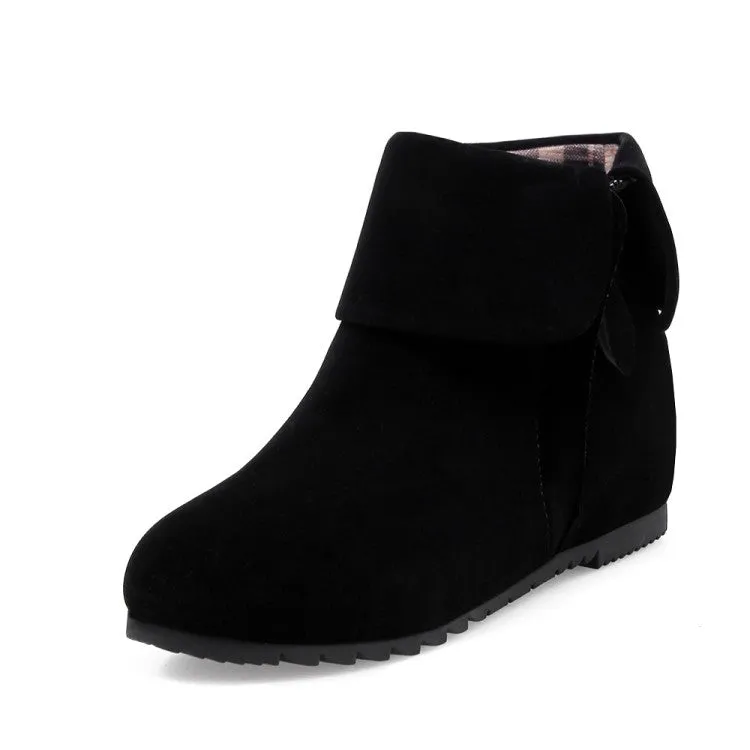 Women's Suede Wedges Heel Short Boots