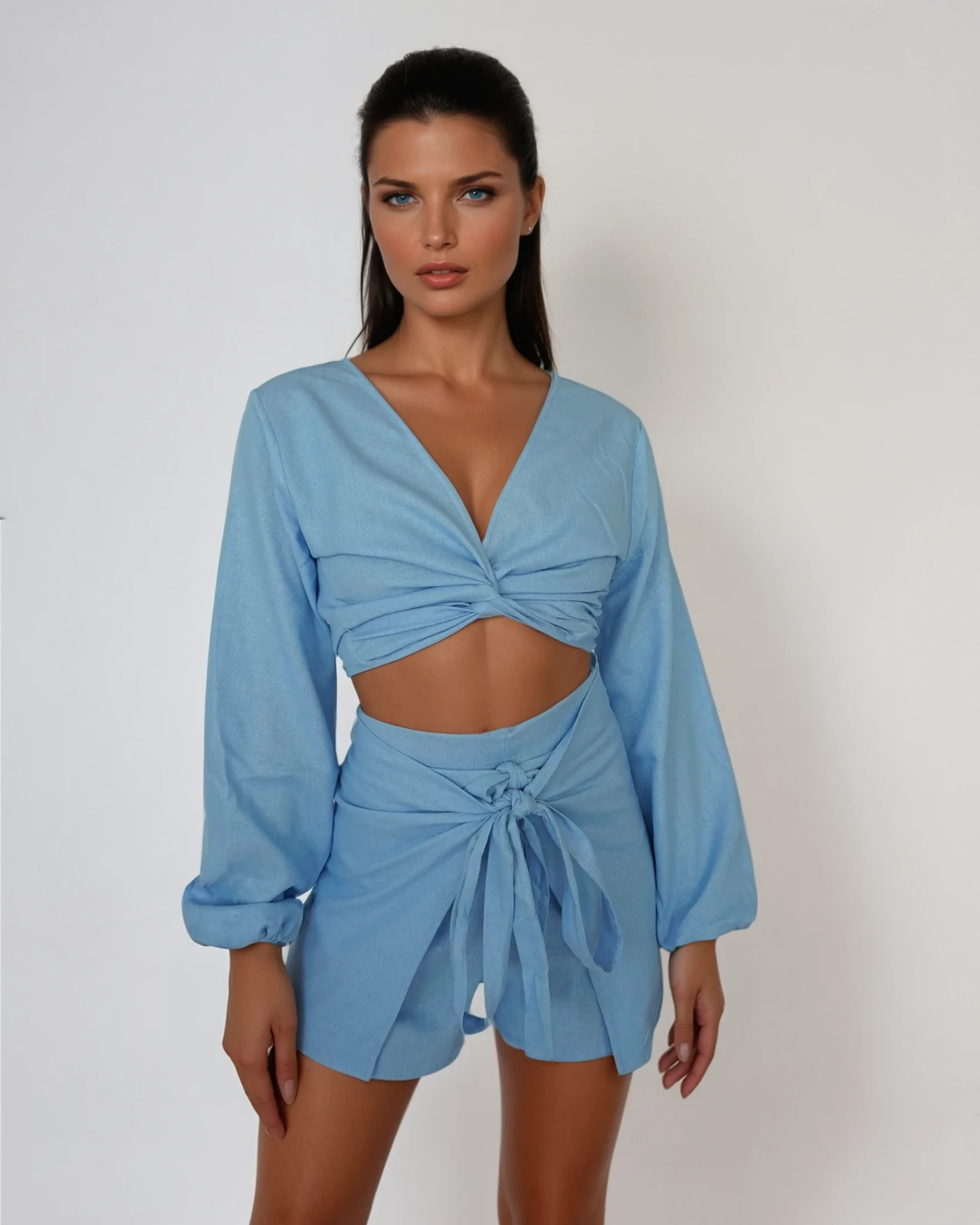 Wrap Short - Blue Linen
