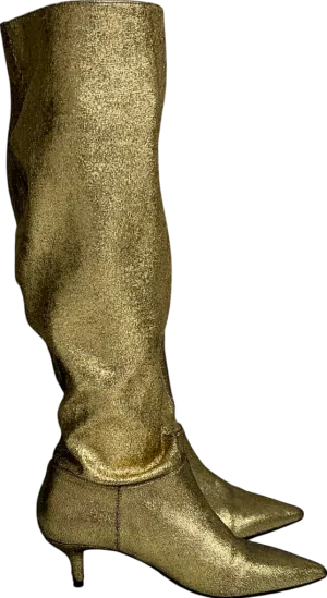 ZARA Metallic Kitten Heel Knee High Boots UK 5 EU 38 👠