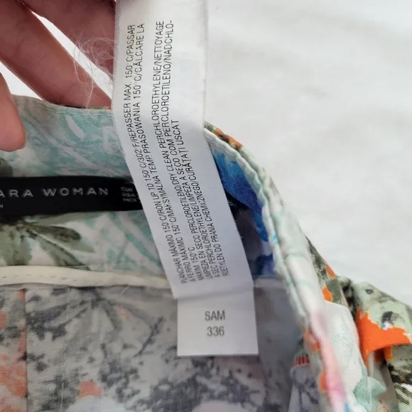 Zara women puff peplum pencil mini skirt Hawaiin floral print S