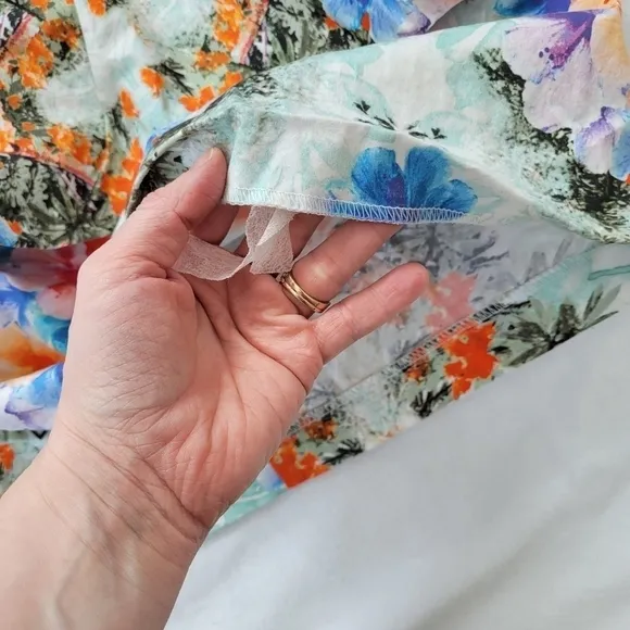 Zara women puff peplum pencil mini skirt Hawaiin floral print S